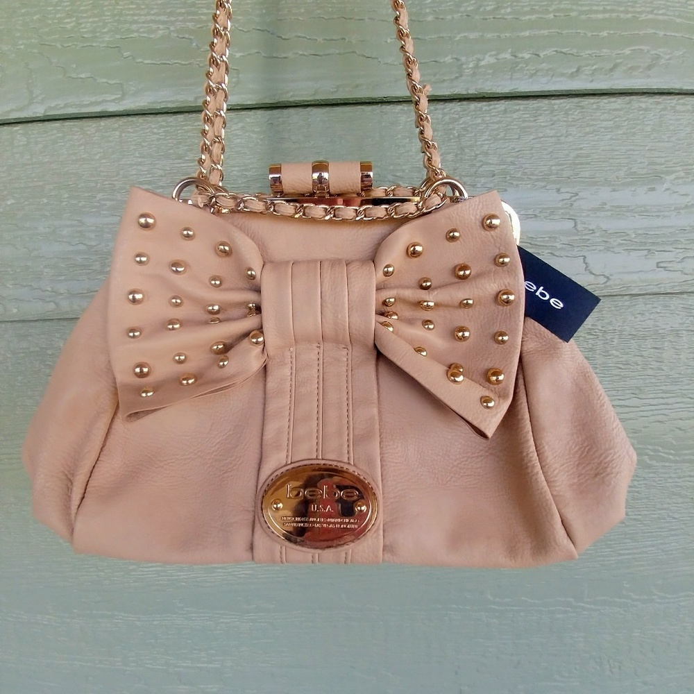 NWT Bebe Stephanie Stud Bow Frame Satchel